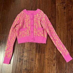 Forever 21 Womens Pink Plaid Button Front Cardigan